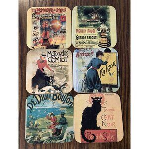 COASTERS VINTAGE POSTERS ADVERTISEMENT BLACK CAT ART  PARIS FRANCE MONUMENTS